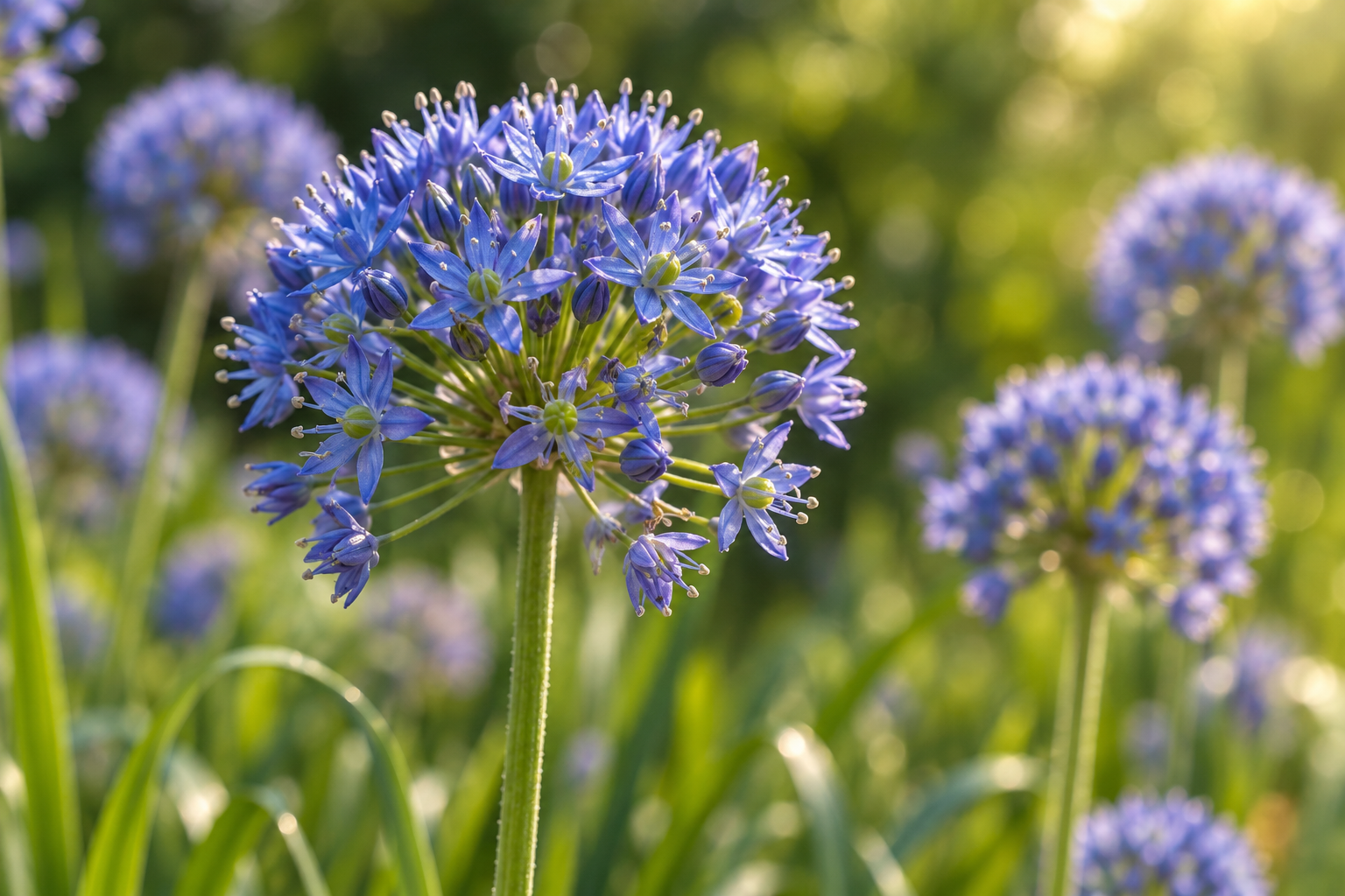 Vergrößerte KI-Detailansicht von Allium caeruleum