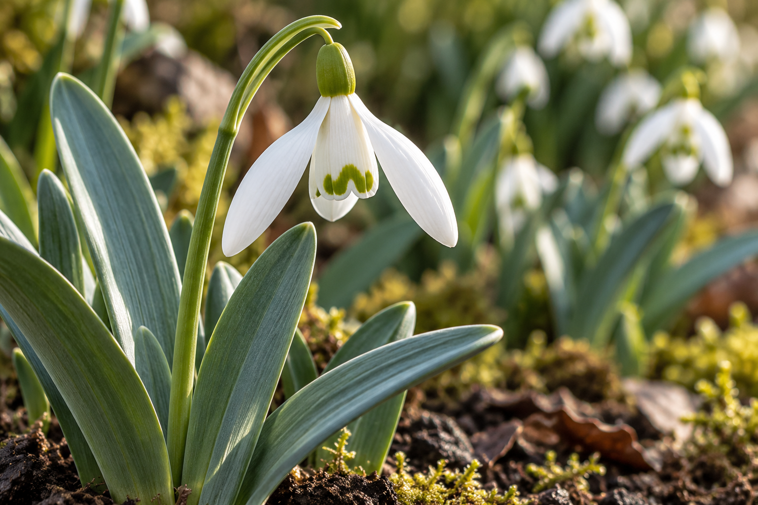 Vergrößerte KI-Detailansicht von Galanthus elwesii