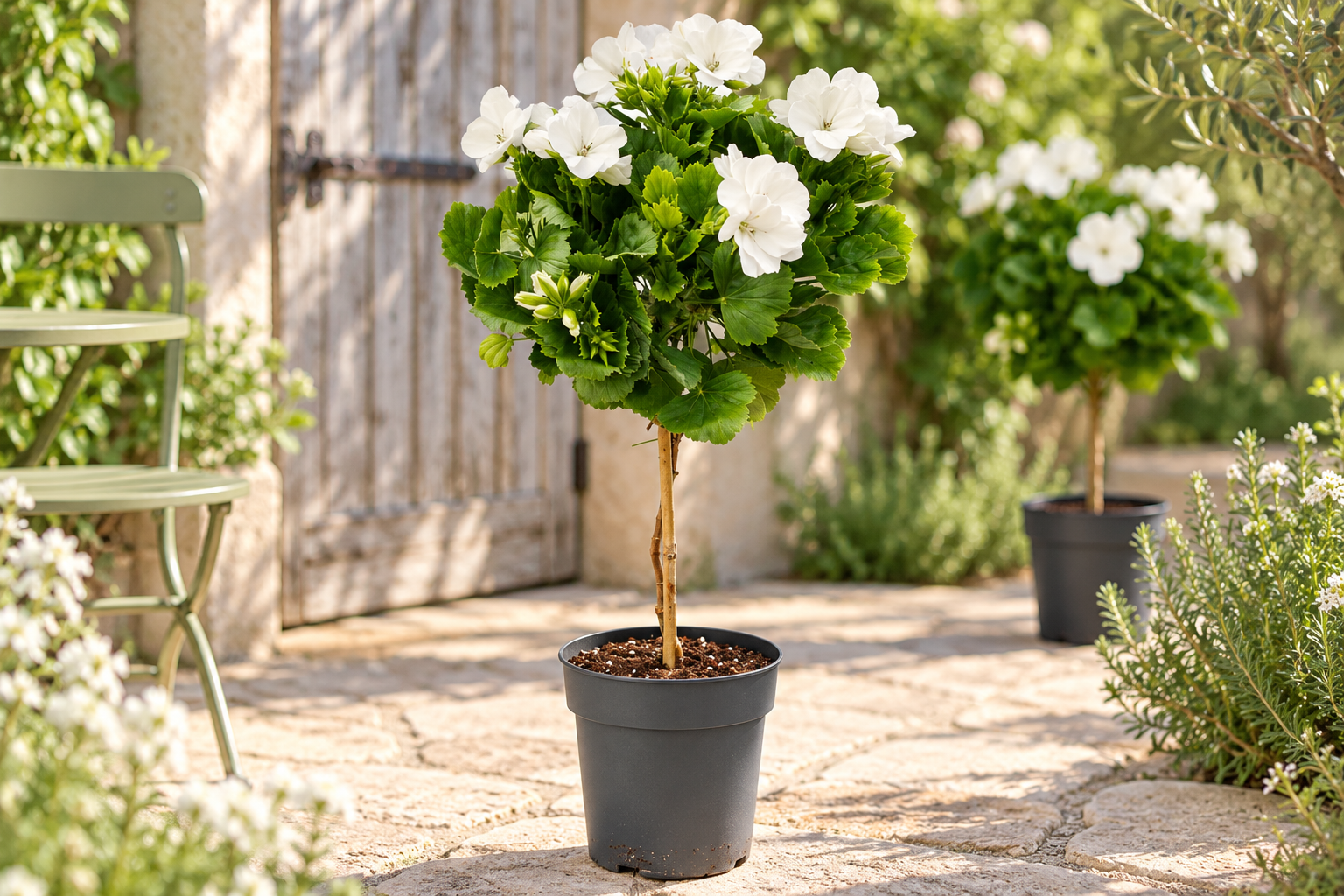 Vergrößerte KI-Detailansicht von Pelargonium Grandiflorum Don Palido · Edelgeranien-Handelsauswahl