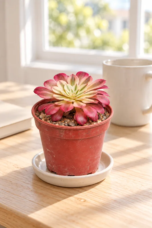 Aeonium Mardi Gras in einer hellen, zur Liefergröße passenden Szene