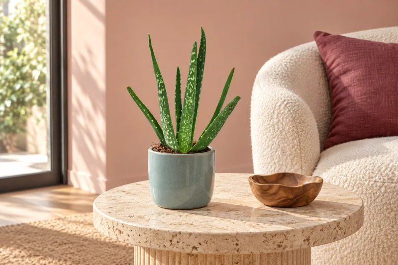Aloe vera in einer KI-gestalteten Wohnszene nach dem Original-Shopbild
