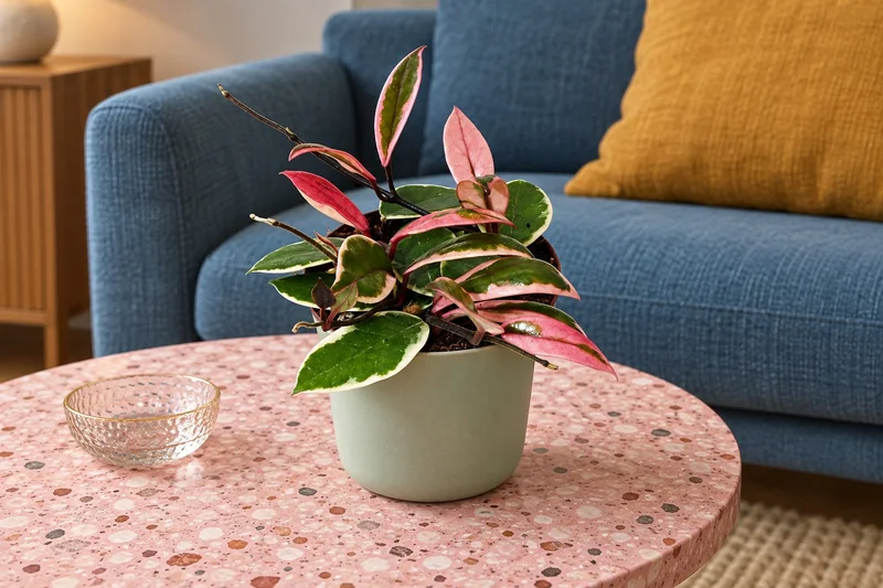 Wachsblume Flamingo Dream in einer KI-gestalteten Szene nach dem Original-Shopbild