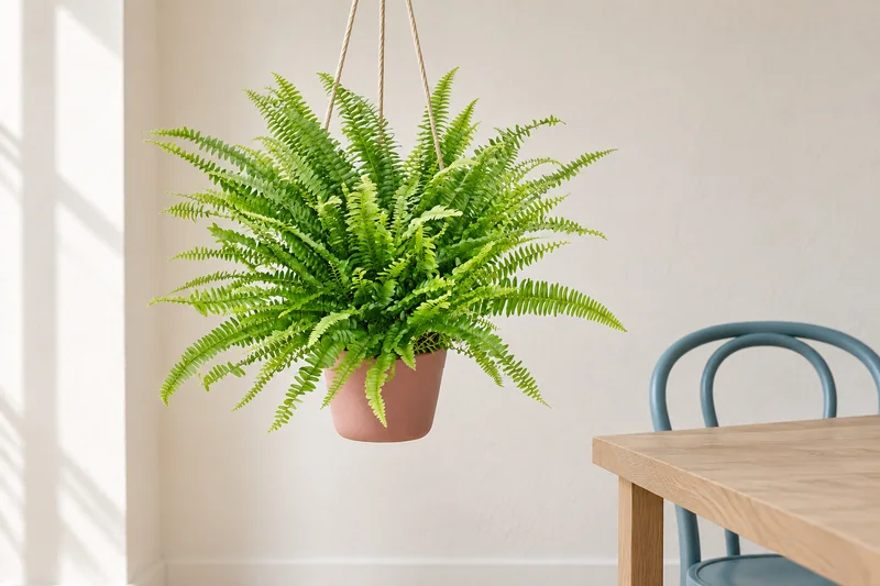 Nephrolepis exaltata in einer KI-gestalteten Szene nach dem Original-Shopbild