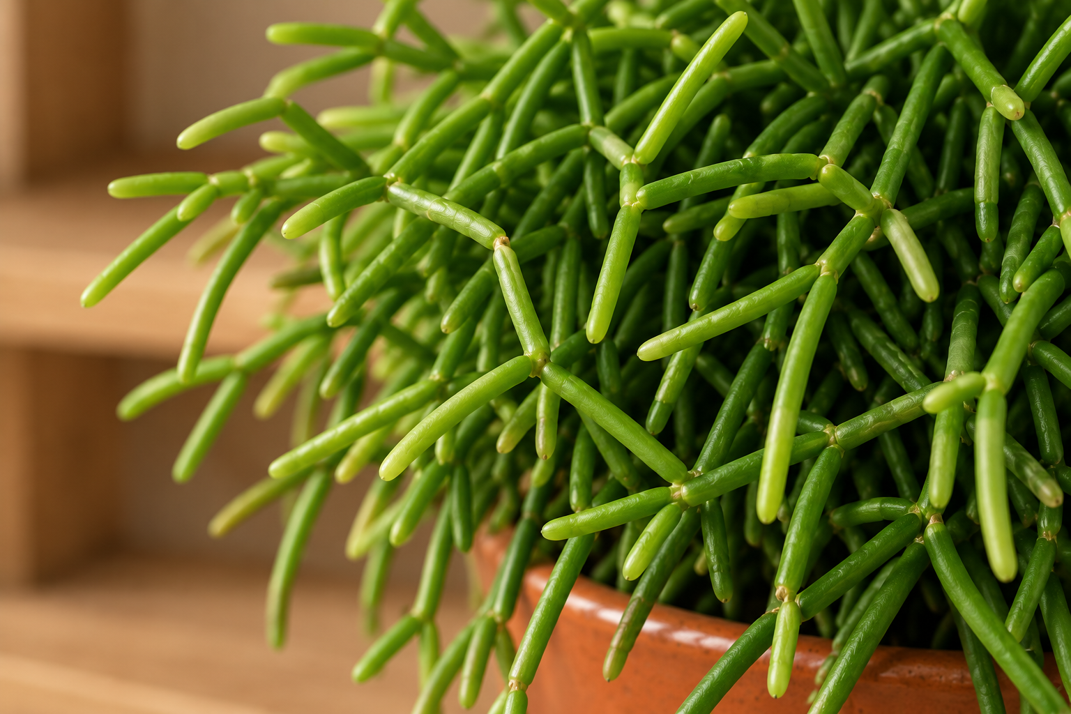 Vergrößerte KI-Detailansicht von Rhipsalis baccifera (Shopname 'Oasis')