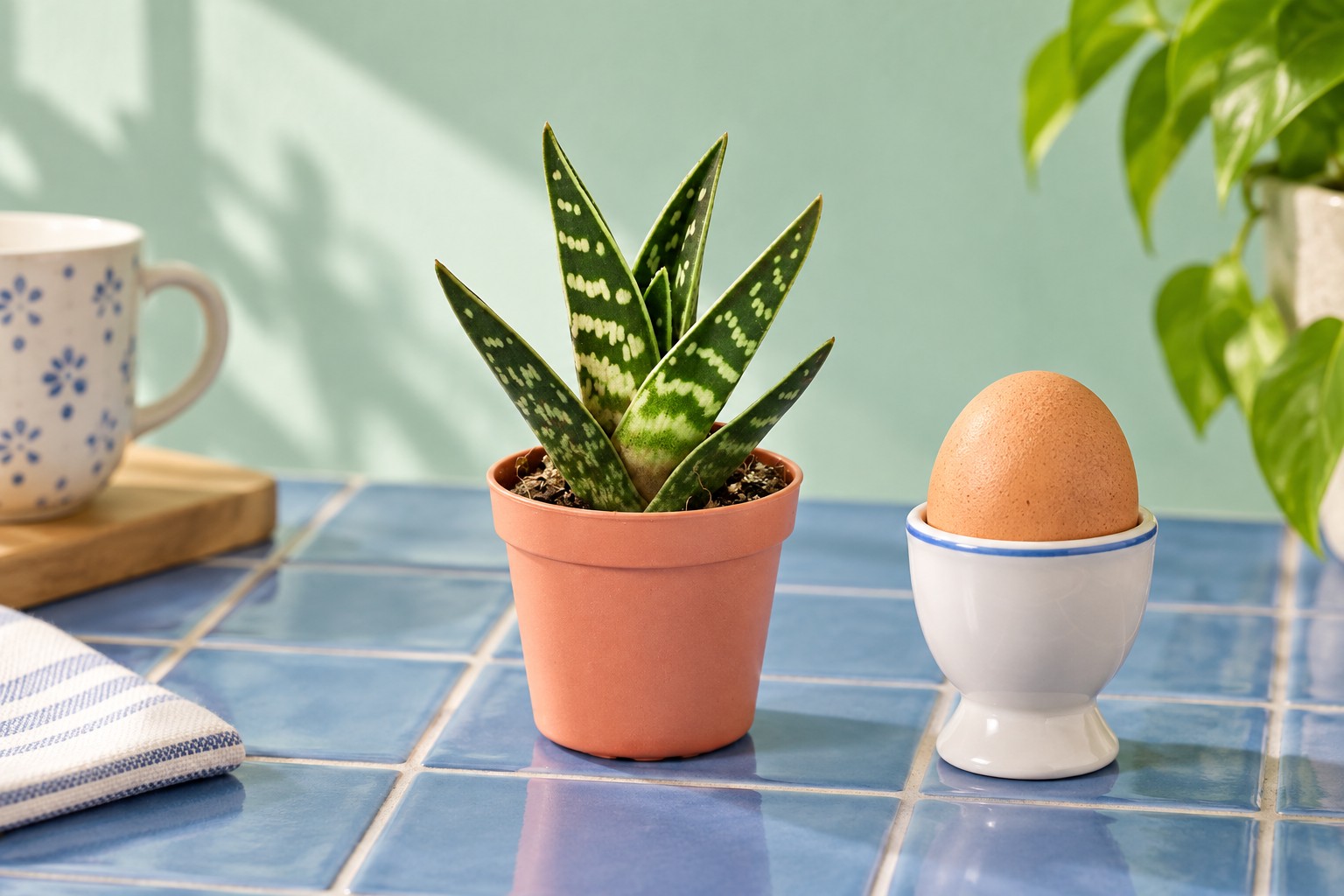 Tiger-Aloe in einer KI-gestalteten Szene nach dem Original-Shopbild